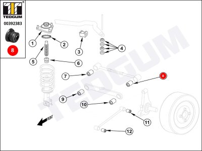 Silentblok drążka poprzecznego TEDGUM 00392383 LS905
