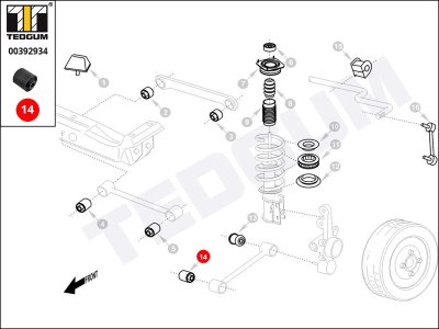 Silentblok drążka wzdłużnego TEDGUM 00392934 0K9A228200