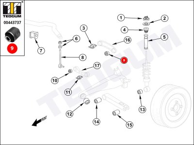 Silentblok drążka poprzecznego TEDGUM 00443737 CBH05010