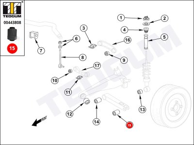 Silentblok drążka poprzecznego TEDGUM 00443808 CBH05009
