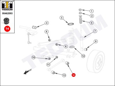 Silentblok drążka reakcyjnego TEDGUM 00462093 550464F101