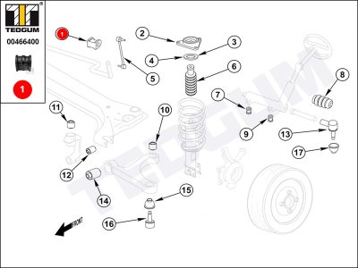 Poduszka stabilizatora TEDGUM 00466400 54613AX602