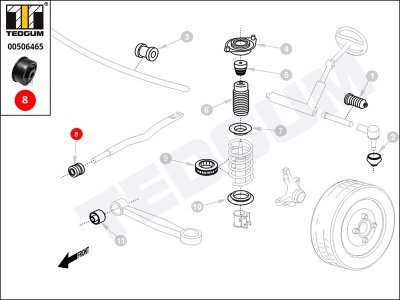 Silentblok drążka reakcyjnego TEDGUM 00506465 353283