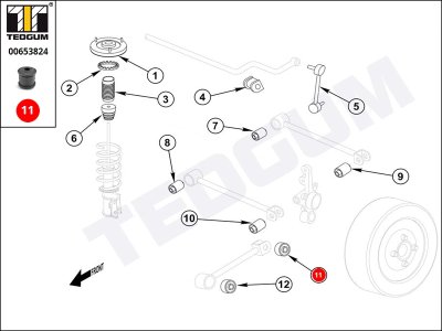 Silentblok drążka wzdłużnego TEDGUM 00653824 