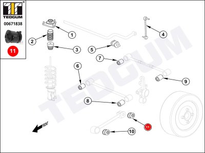 Silentblok drążka wzdłużnego TEDGUM 00671838 4872502180