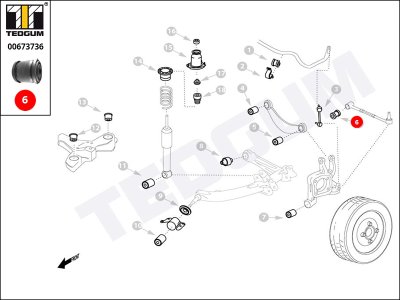 Silentblok drążka poprzecznego TEDGUM 00673736 4872520070