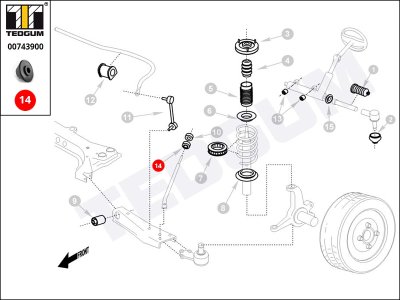 Silentblok drążka reakcyjnego TEDGUM 00743900 