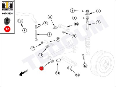 Silentblok wahacza TEDGUM 00745300 MR102063