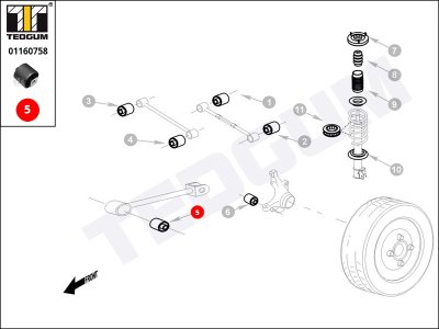 Silentblok drążka poprzecznego TEDGUM 01160758 RVRGX101000