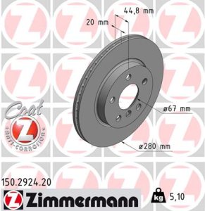 Tarcza hamulcowa ZIMMERMANN 150.2924.20 34116866293
