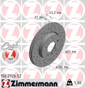 Tarcza hamulcowa ZIMMERMANN 150.2926.52 34116866295