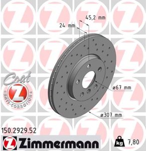 Tarcza hamulcowa ZIMMERMANN 150.2929.52 34116799351