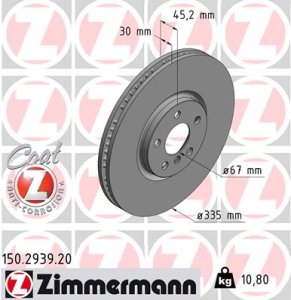 Tarcza hamulcowa ZIMMERMANN 150.2939.20 34116865711