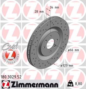Tarcza hamulcowa ZIMMERMANN 180.3029.52 4249L6