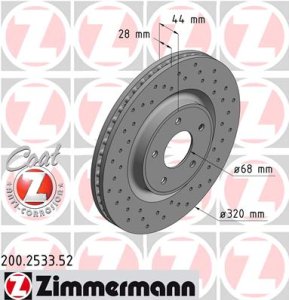 Tarcza hamulcowa ZIMMERMANN 200.2533.52 402064CE0A