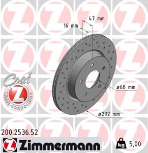 Tarcza hamulcowa ZIMMERMANN 200.2536.52 432064CE0A