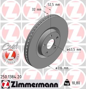 Tarcza hamulcowa ZIMMERMANN 250.1384.20 5312312