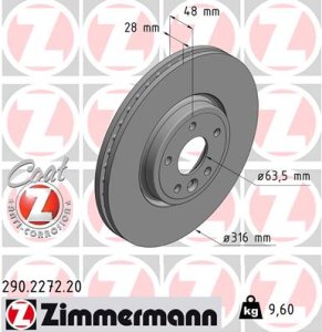 Tarcza hamulcowa ZIMMERMANN 290.2272.20 T4N1799