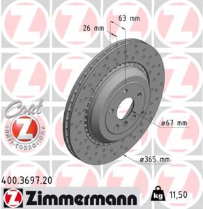 Tarcza hamulcowa ZIMMERMANN 400.3697.20 1644230812