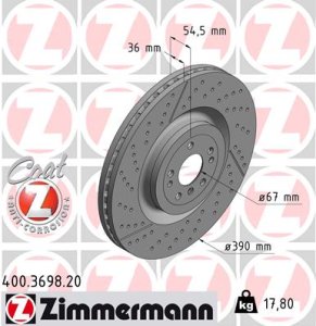 Tarcza hamulcowa ZIMMERMANN 400.3698.20 1664210512