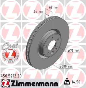 Tarcza hamulcowa ZIMMERMANN 450.5212.20 LR016176