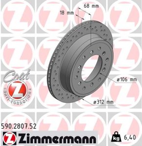 Tarcza hamulcowa ZIMMERMANN 590.2807.52 4243160200