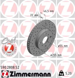 Tarcza hamulcowa ZIMMERMANN 590.2808.52 4351252120