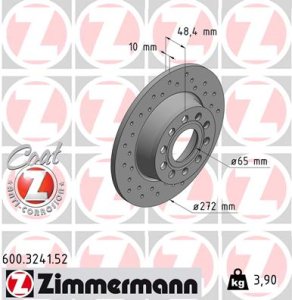 Tarcza hamulcowa ZIMMERMANN 600.3241.52 1K0615601AA