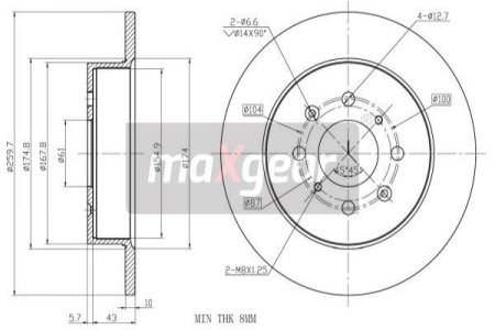 TARCZA HAMULC. HONDA CIVIC  99-05 TYŁ