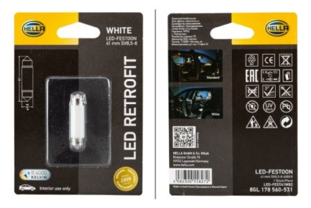 ŻARÓWKA LED RETROFIT HELLA 8GL178560571 C5W SV8.5-8 41MM 4000K