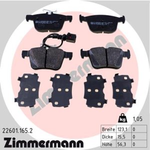 Klocki hamulcowe ZIMMERMANN 226011652 8V0698451C AUDI A3 RS3  15- tył
