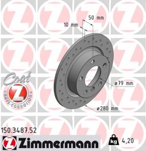 Tarcza hamulcowa ZIMMERMANN 150348752 34209804830 tył MINI COUNTRYMAN  10- tył
