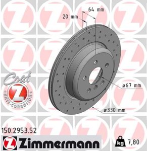 Tarcza hamulcowa ZIMMERMANN 150295352 34216882246 BMW 5 G30,F90  16- PT