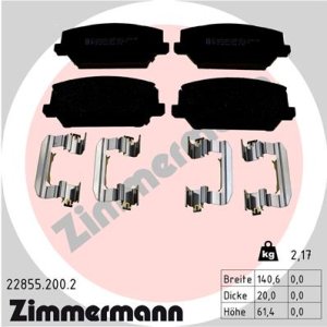 Klocki hamulcowe ZIMMERMANN 22855 200 2 58101S0A00 HYUNDAI I30 2,0 N  17- PRZÓD