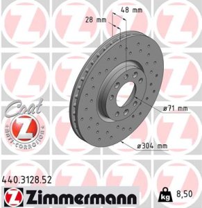 Tarcza hamulcowa ZIMMERMANN 440312852 424993 PEUGEOT 508  10- przód