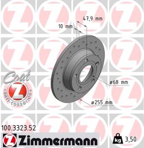 Tarcza hamulcowa ZIMMERMANN 100332352 4B0615601B AUDI A6  97-05 TYŁ QUATTRO