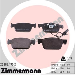 Klocki hamulcowe ZIMMERMANN 223831702 8W0698151Q AUDI A4  15- przód