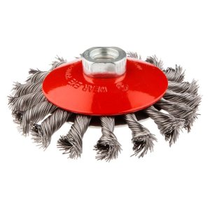 SZCZOTKA DRUCIANA TARCZOWA ODGIĘTA 100 MM X M14, INOX