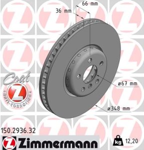 Tarcza hamulcowa ZIMMERMANN 150293632 34116860911 przód lewy BMW 7 G11,G12  15- LP