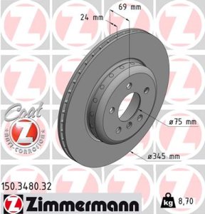 Tarcza hamulcowa ZIMMERMANN 150348032 34216775289 BMW 5 F10  10-  tył