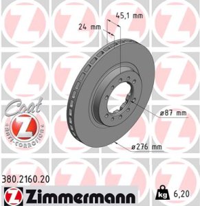 Tarcza hamulcowa ZIMMERMANN 380216020 MB618716 MITSUBISHI PAJERO  90-00