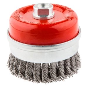 SZCZOTKA DRUCIANA DOCZOŁOWA WZMACNIANA, 65 MM X M14, INOX