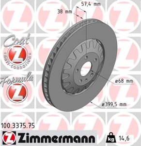 Tarcza hamulcowa ZIMMERMANN 100337575 4M0615301AE AUDI Q7  15- przód