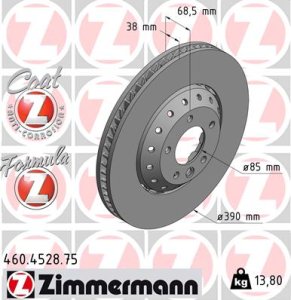 TARCZA HAMULCOWA ZIMMERMANN 460 4528 75 95835140350 przód lewy PORSCHE CAYENNE  10- LP
