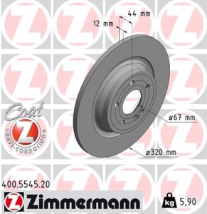 Tarcza hamulcowa ZIMMERMANN 400554520 2474230312 MERCEDES W177 A-KLASA  18- tył