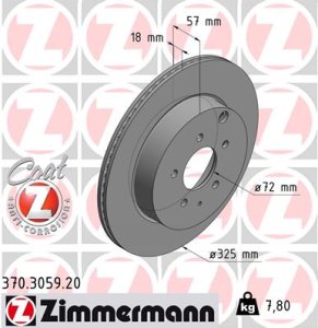 Tarcza hamulcowa ZIMMERMANN 370305920 L23226251C MAZDA CX-7  07- tył
