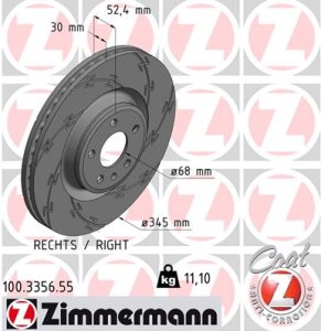 Tarcza hamulcowa ZIMMERMANN 100335655 4G0615301 AUDI A6  11- PP
