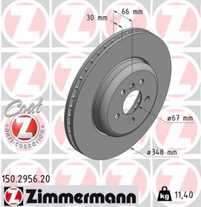 Tarcza hamulcowa ZIMMERMANN 150295620 34116860909 BMW 5 G30,F90  16- przód
