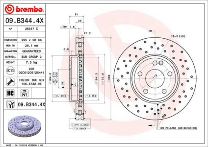 TARCZA HAMULC. MERCEDES W246 B-KLASA  11- PRZÓD