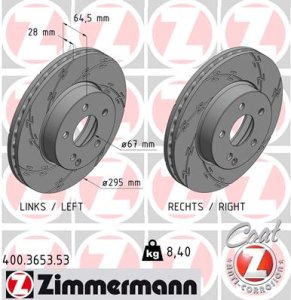 Tarcza hamulcowa ZIMMERMANN 400365353 2044210712 MERCEDES W204 C-KLASA  07